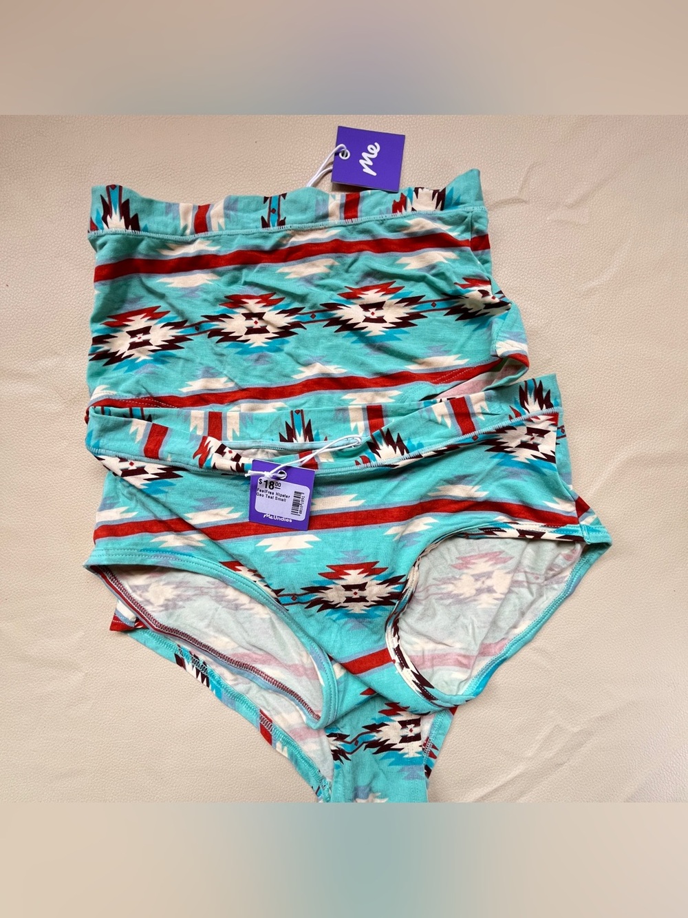 MeUndies Turquoise Aztec Print  Panty Set SMALL